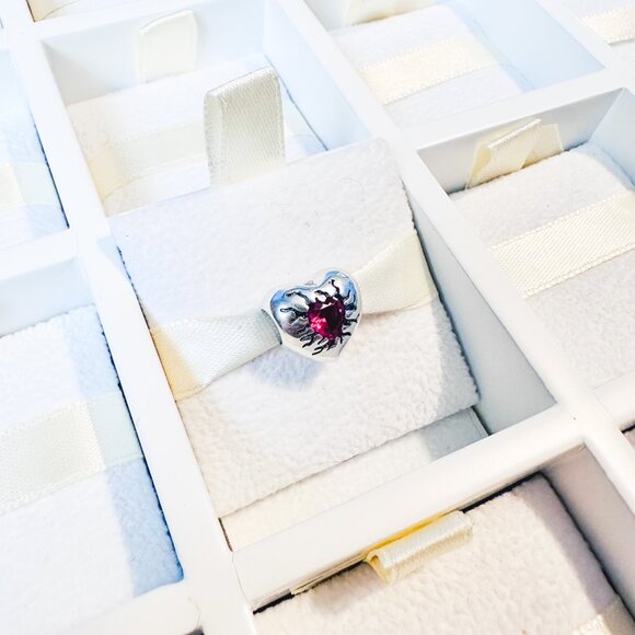 925 Sterling Silver Red Crystal Heart Charm Bead With Love Message Fits Pandora - Picture 2 of 10